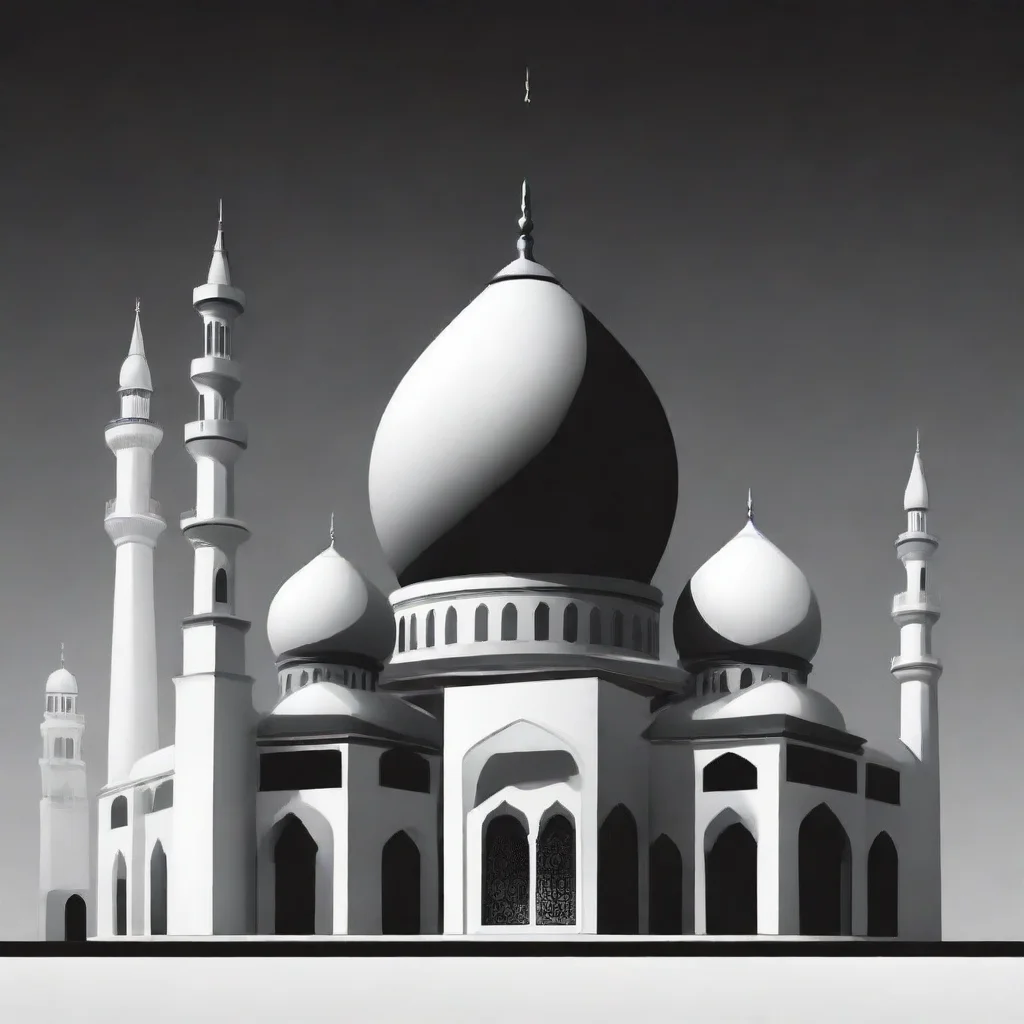 aiartstation art vector illustration of mosque in black and white color. confident engaging wow 3