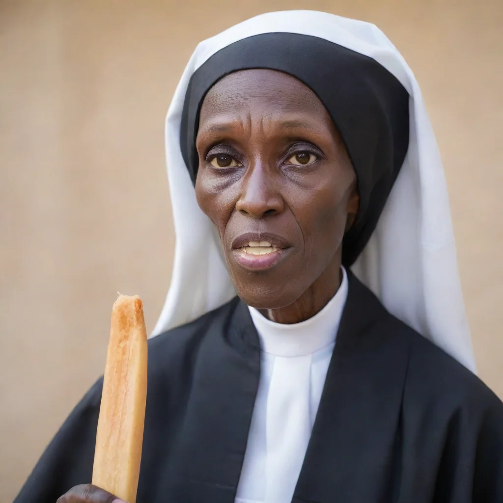 aiartstation art very skinny%2C mature%2C african nun%2C icepop in mouth confident engaging wow 3