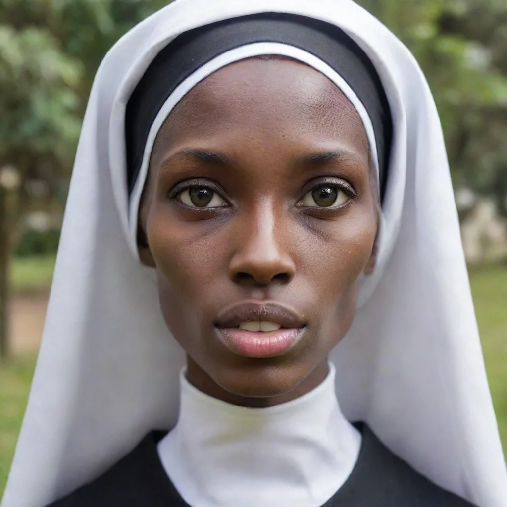 aiartstation art very skinny african nun face with big lips confident engaging wow 3