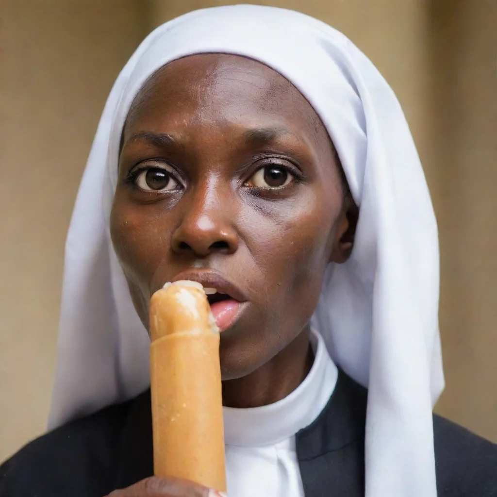 aiartstation art very skinny mature african nun%2C mouth filled by icepop confident engaging wow 3