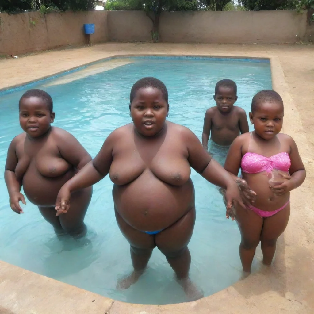 aiartstation art very very very very obese african kids swimmingpool confident engaging wow 3