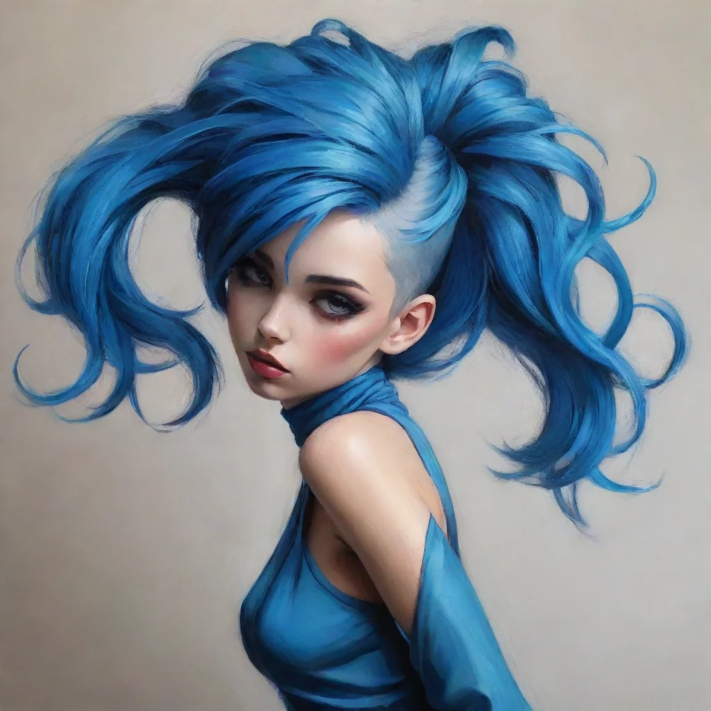 artstation art vogue inspired dramatic pose bluehair girl detailed confident engaging wow 3