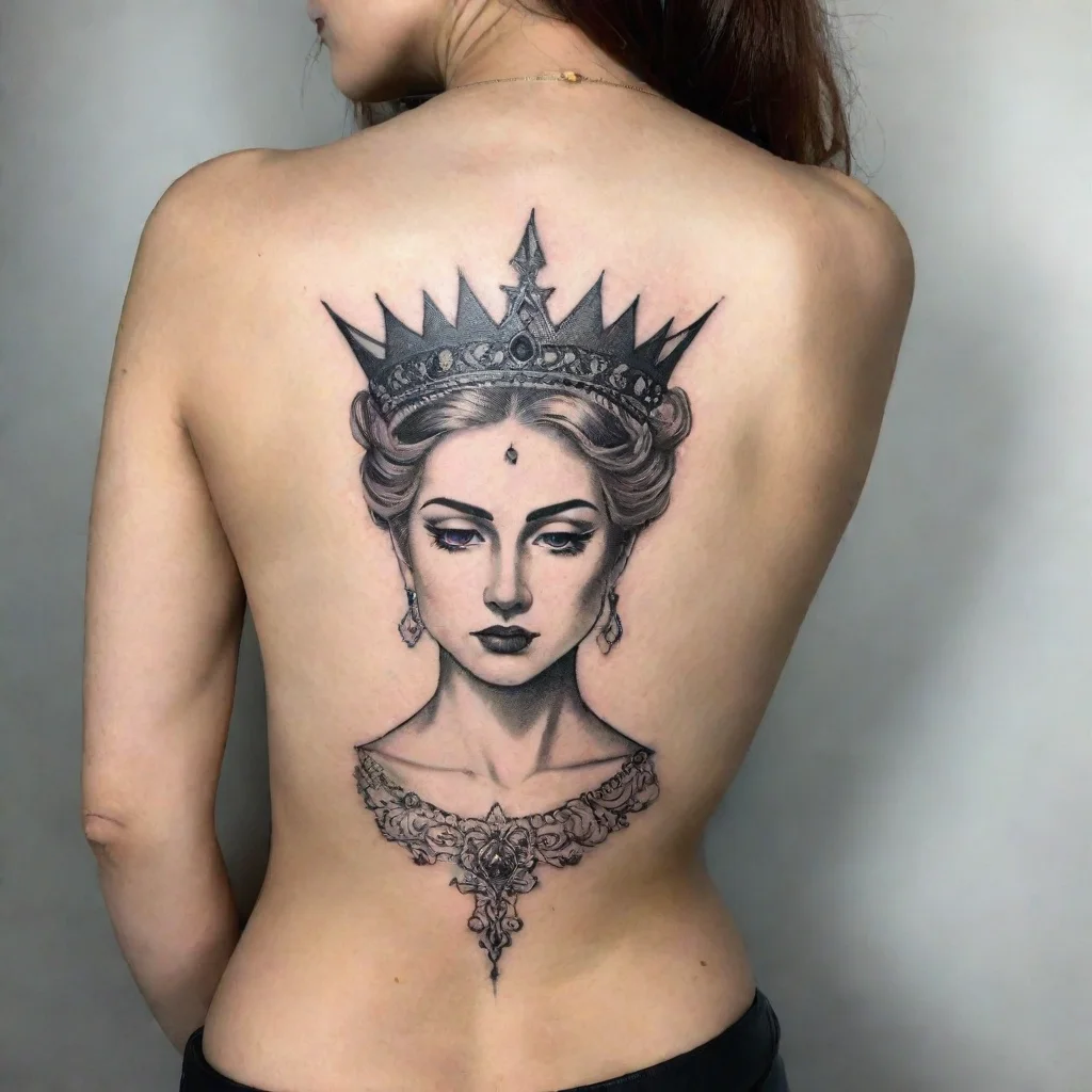aiartstation art woman queen fine line black and white tattoo confident engaging wow 3