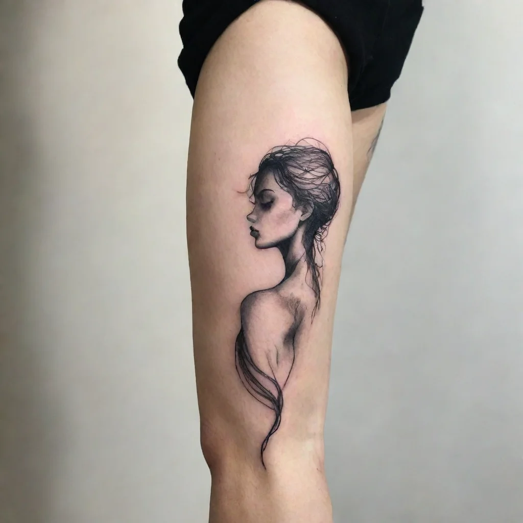 artstation art woman silhouette fine lines black tattoo confident engaging wow 3