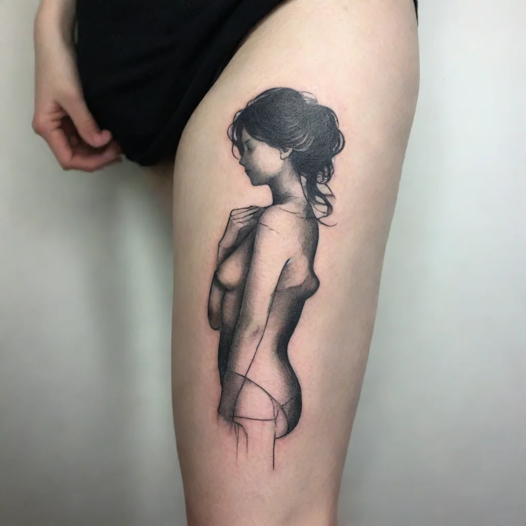 artstation art woman silhouette fine lines tattoo confident engaging wow 3