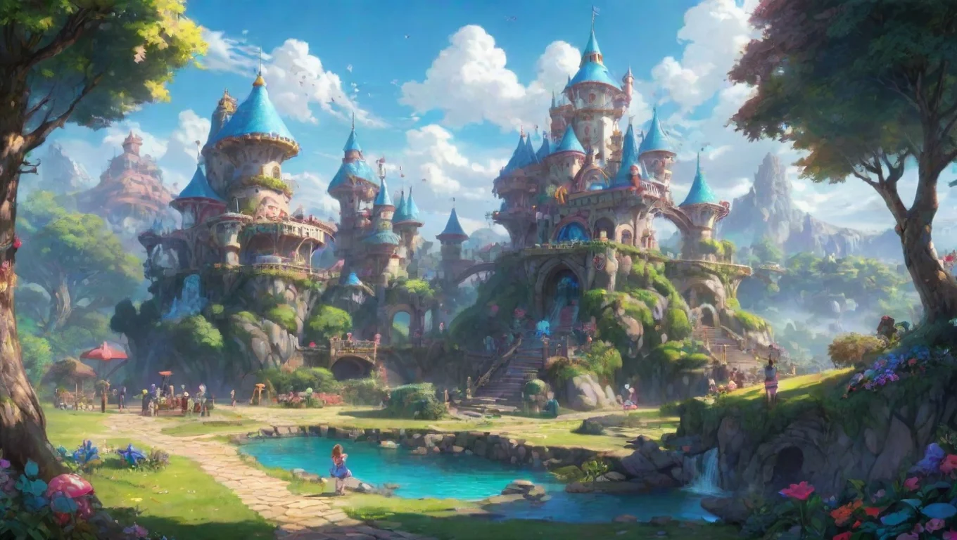 aiartstation art wonderland fantasy fun anime themme park world fun wallpaper artstation confident engaging wow 3 widescreen