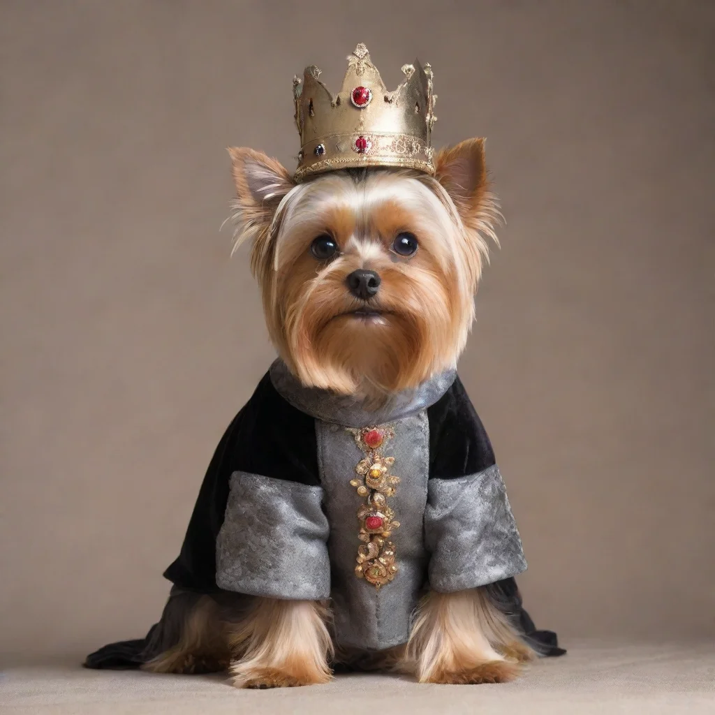 aiartstation art yorkshire terrier dressed as a medieval king confident confident engaging wow 3