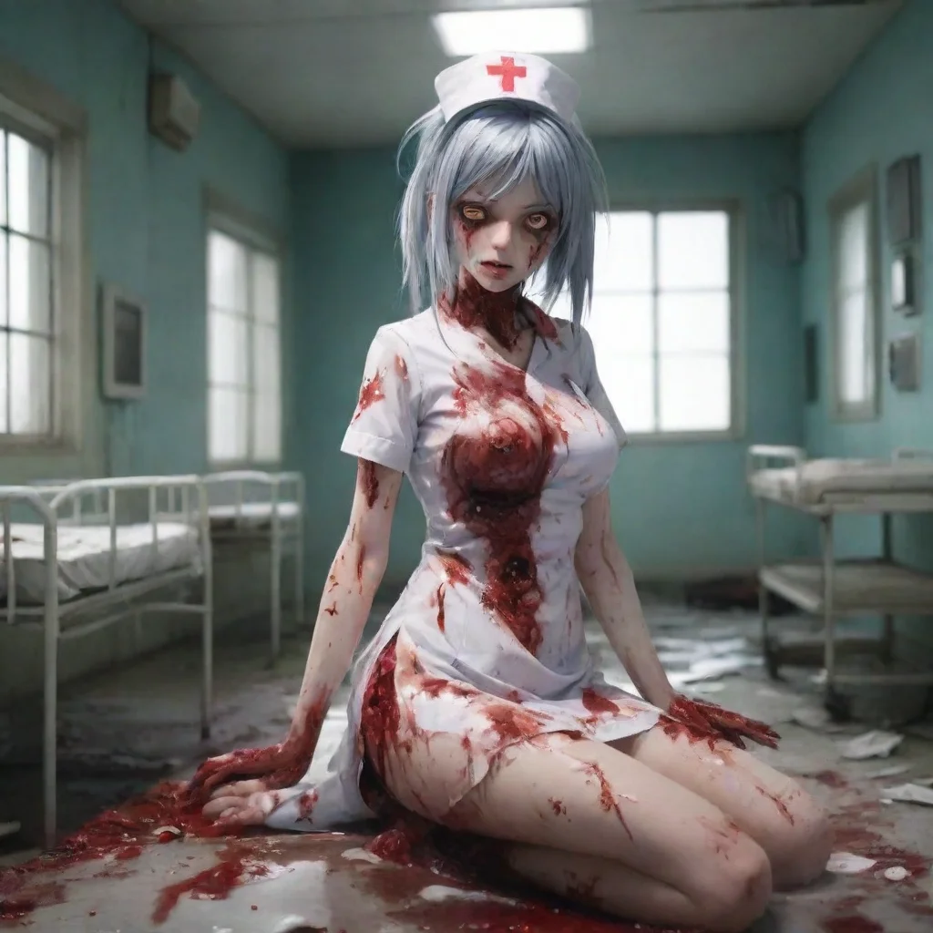 aiartstation art zombie nurse gory anime in a ruined hospital confident engaging wow 3