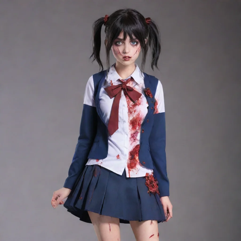 aiartstation art zombie school girl costume anime confident engaging wow 3