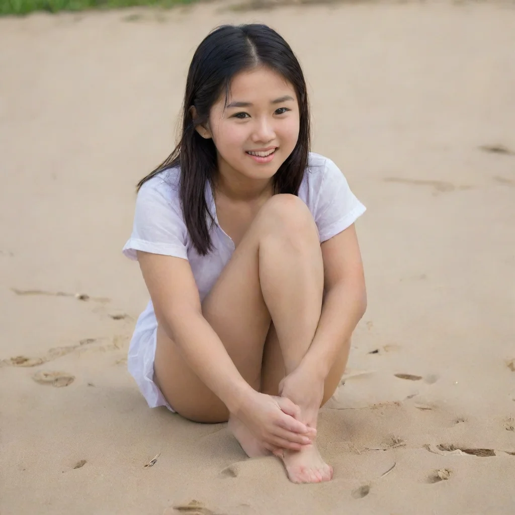 aiasian girl barefoot