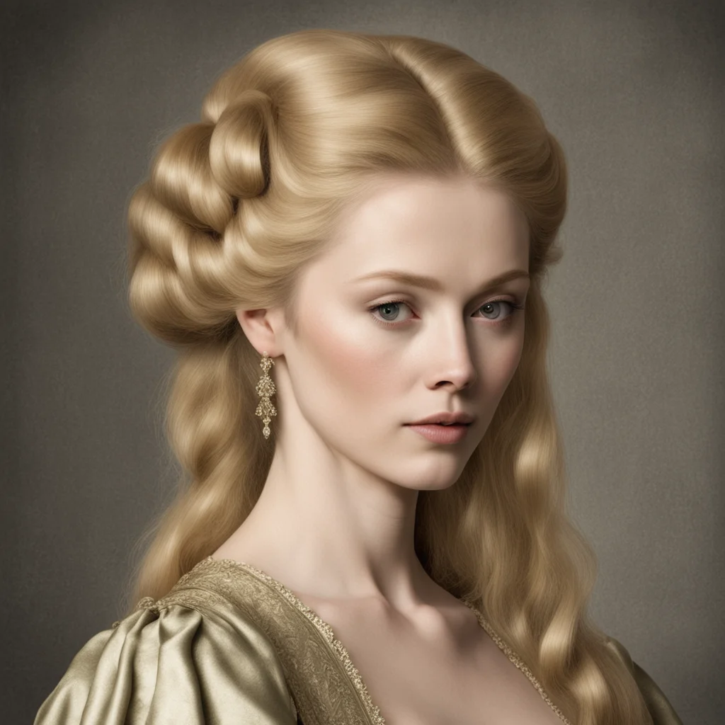 aiattractive refinated 1500s renacentist straight hairstyle aristocrat blonde woman hyper realistic confident engaging wow artstation art 3