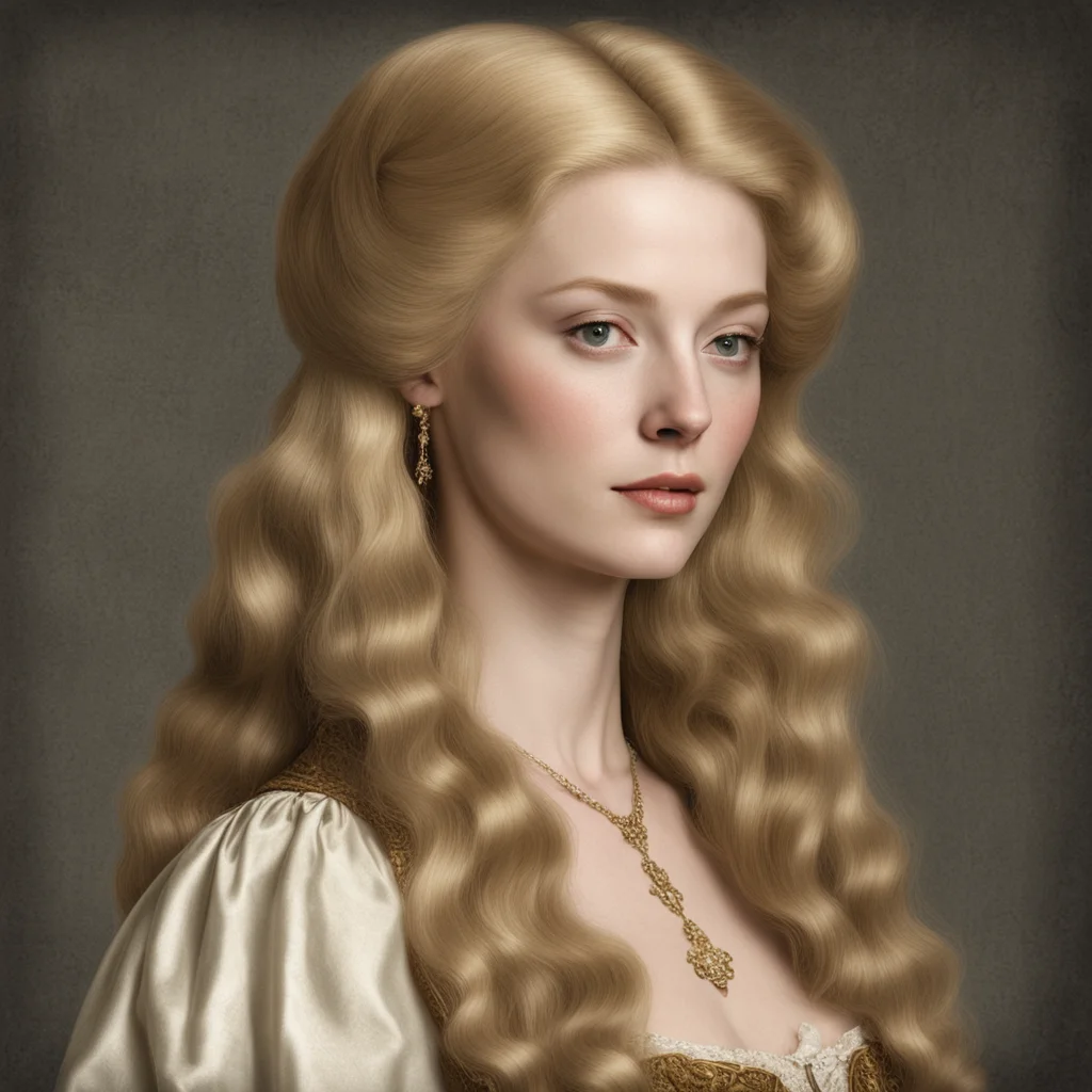 attractive refinated 1500s renacentist straight hairstyle aristocrat blonde woman hyper realistic