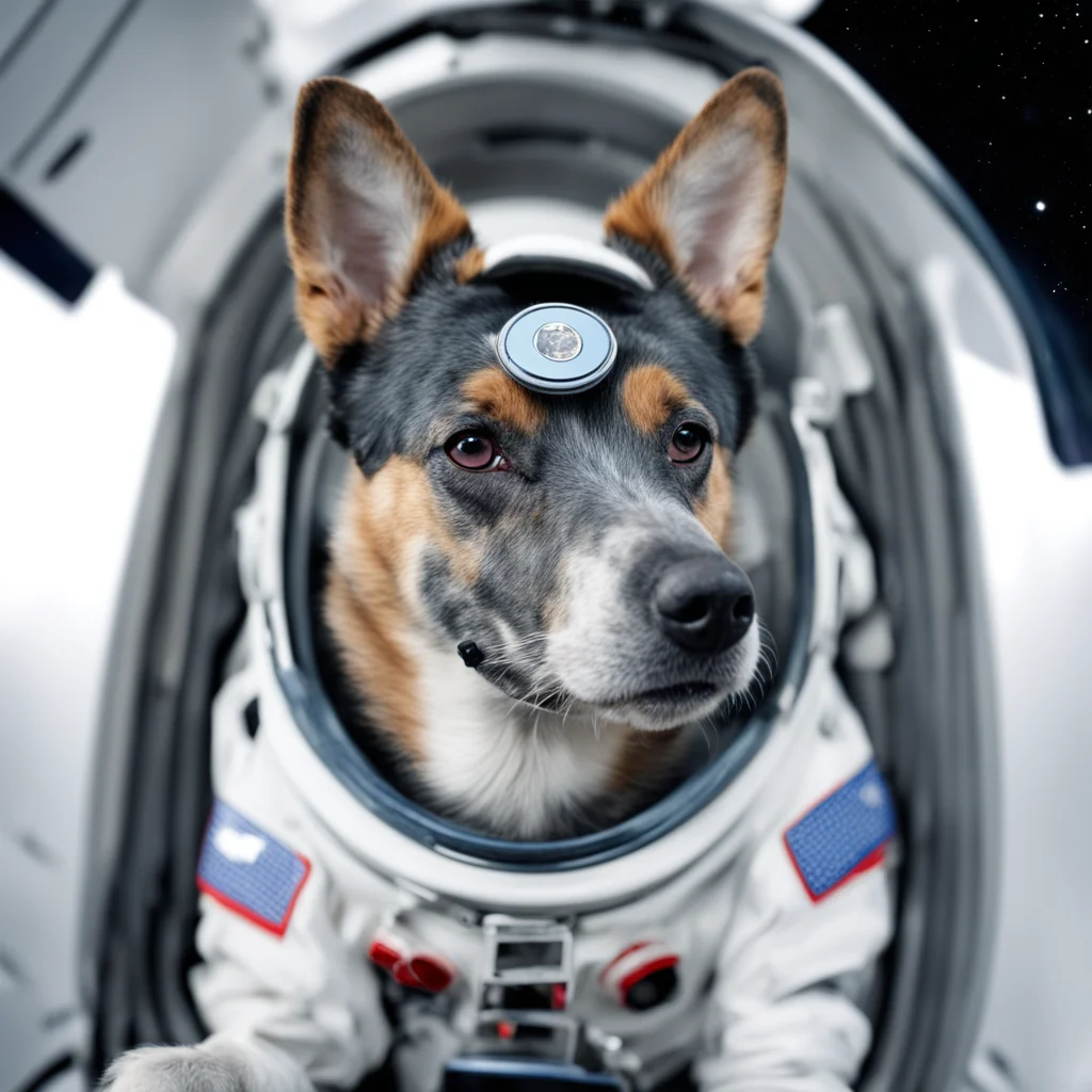 australian cattle dog in a space suite