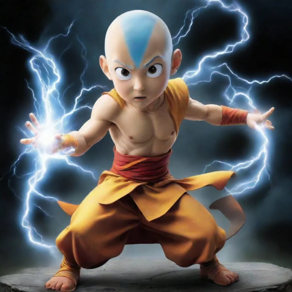 avatar aang with electricty power