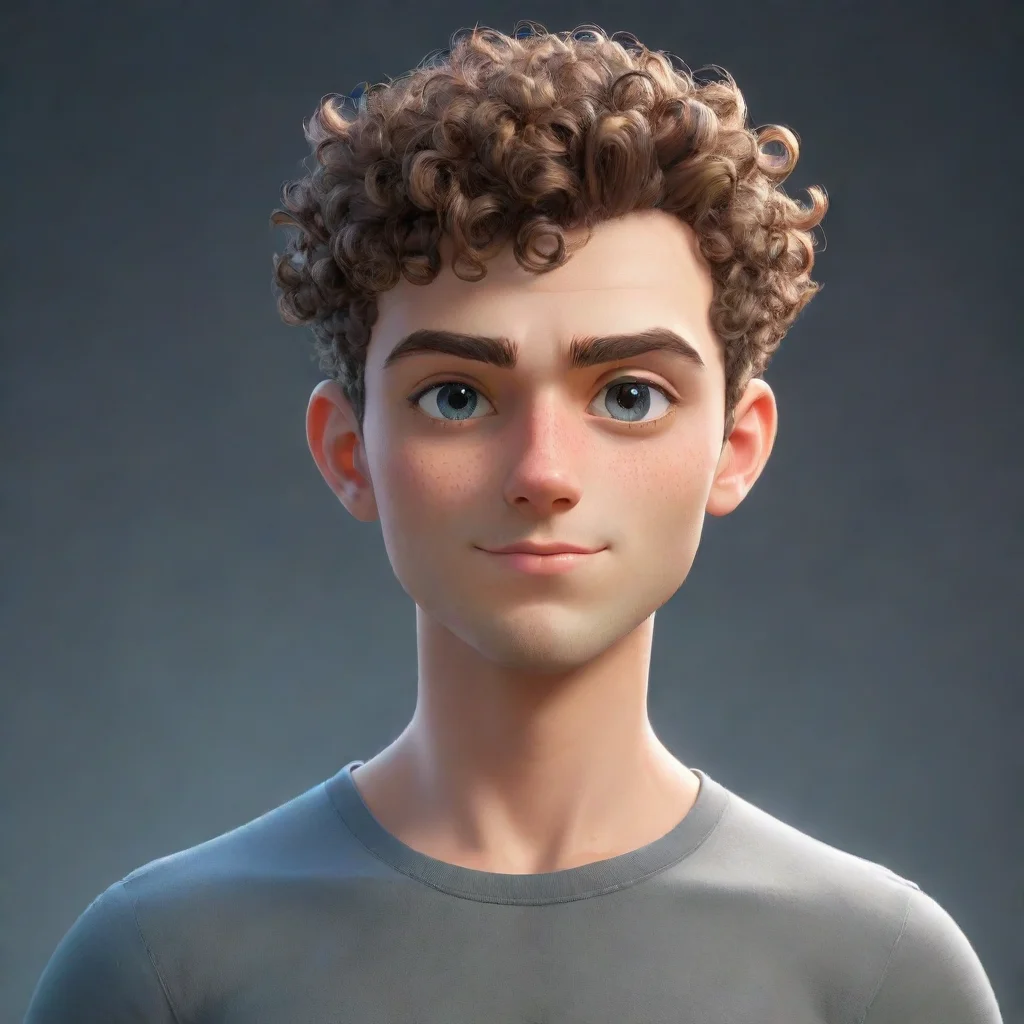 aiawesome looking hd cartoon guy good looking eyes clear waist up pose artstation 8k sides hair shaved top curly