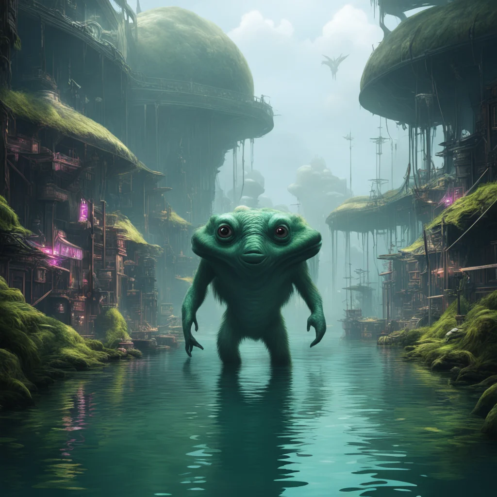 back water trade hub with a big fluffy alien walking around good looking trending fantastic 1