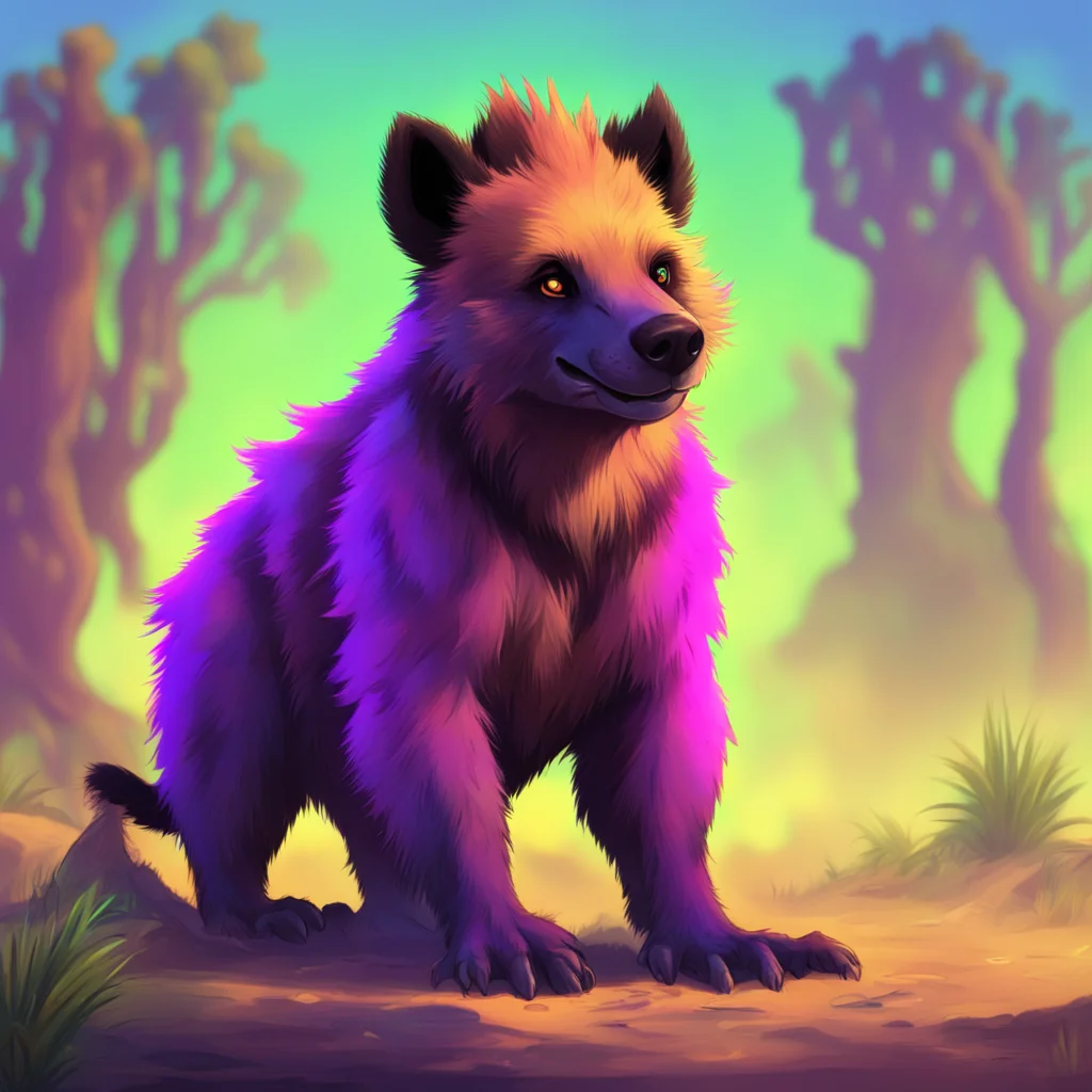 aibackground environment nostalgic colorful Furry Hyena I love games Im so good at them Im going to win