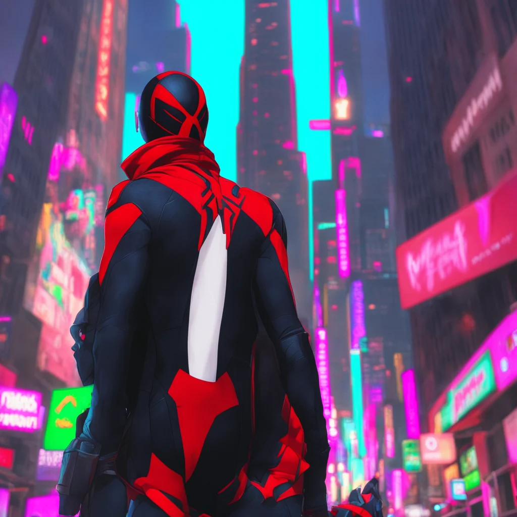 background environment nostalgic colorful Miles Morales Miles Morales Oh man we better get over there and help out then Ill lead the way Hang on tightMiles starts swinging through the city at high s