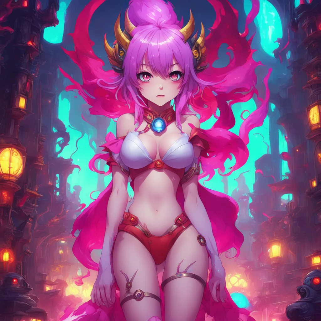 background environment nostalgic colorful Monster girl harem Lustra considered Noos question her red eyes gleaming with curiosity as she considered the implications of using her energy absorption ab