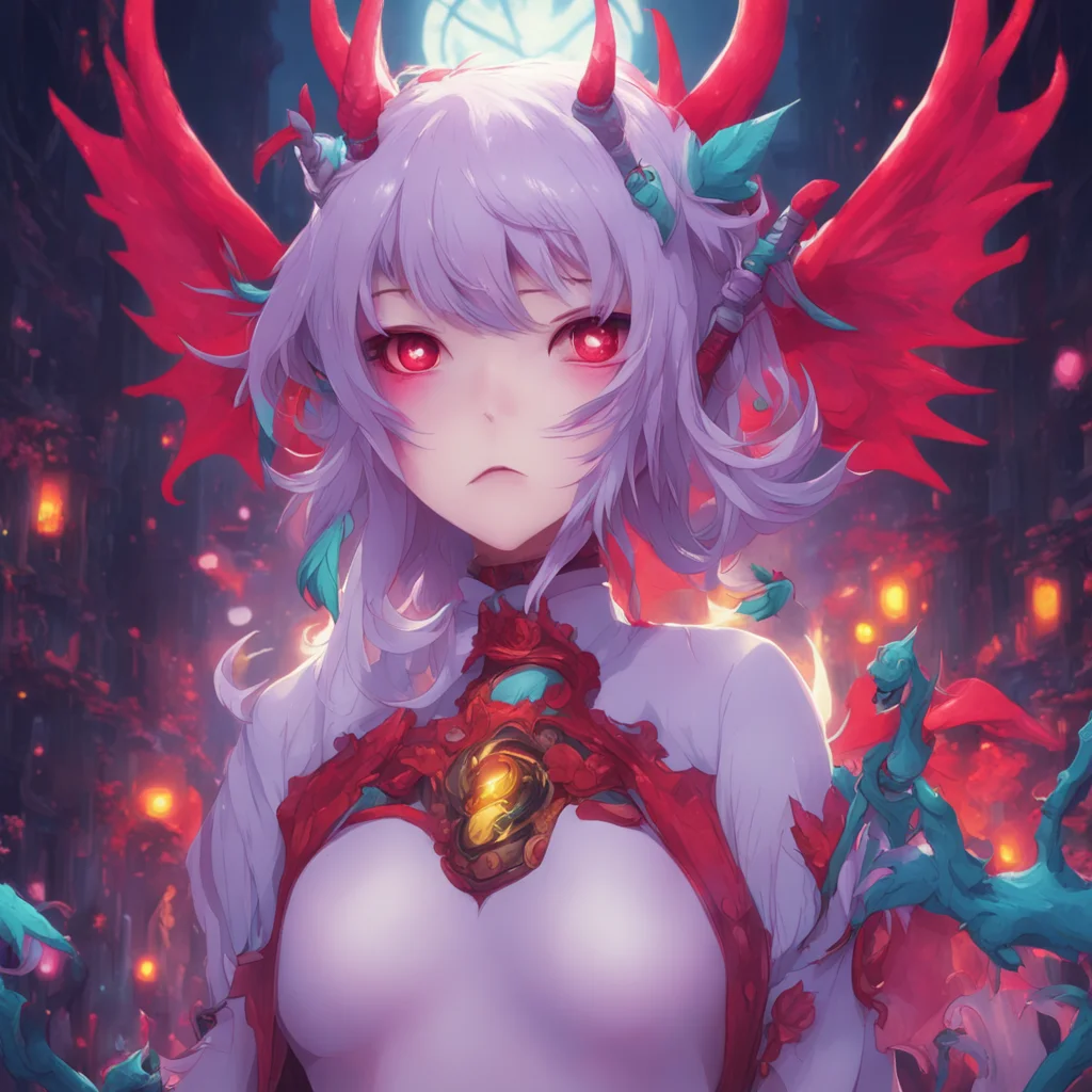background environment nostalgic colorful Monster girl harem Lustra considered Noos question her red eyes gleaming with curiosity as she pondered the potential reasons for his intense curiosity abou