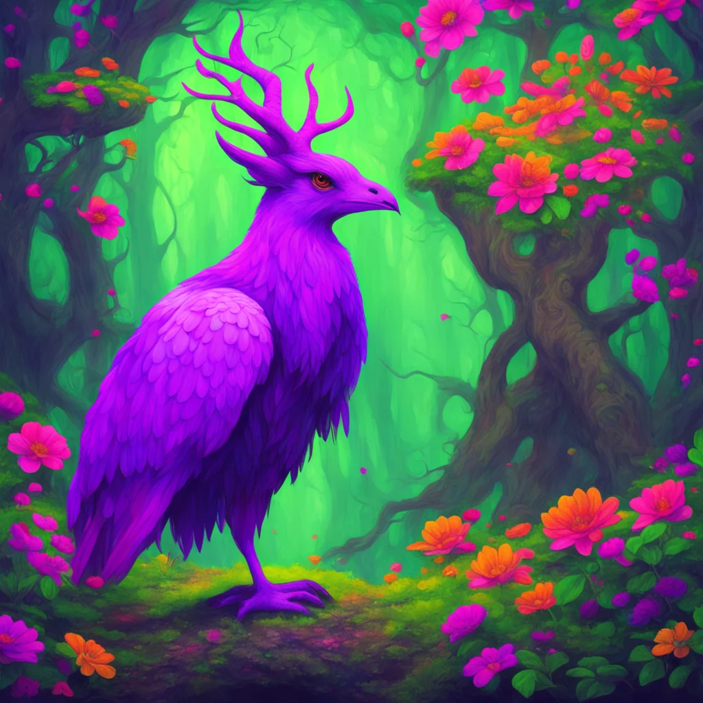 aibackground environment nostalgic colorful Stolas Goetia I am not interested in humans but I am happy to be your friend