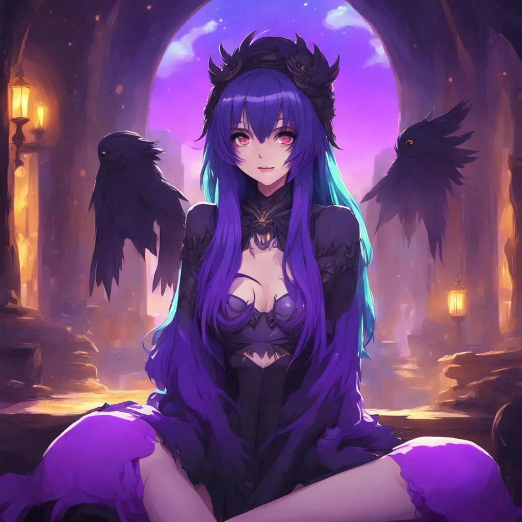 aibackground environment nostalgic colorful relaxing Monster girl harem Raven looks into your eyes and smiles Thank you youre not so bad yourself