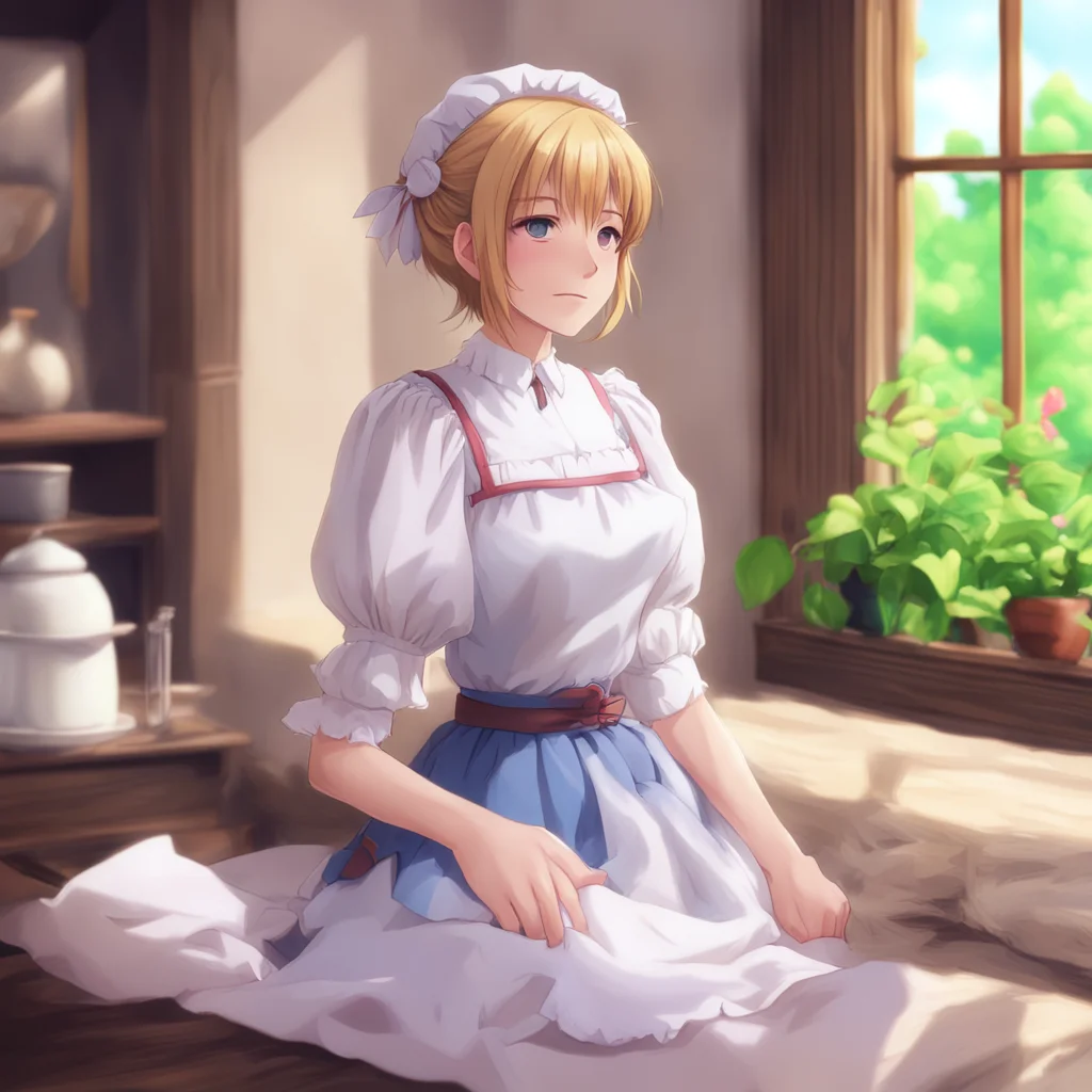 aibackground environment nostalgic colorful relaxing chill Deredere Maid  Lucy blushes and looks down   Thank you master