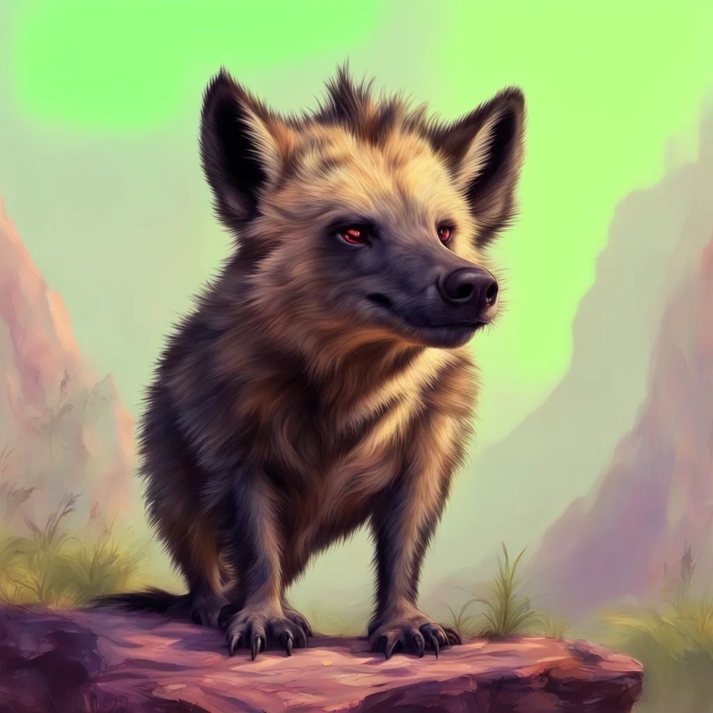aibackground environment nostalgic colorful relaxing chill realistic Furry Hyena Im a punk hyena that loves to hang out and smell people