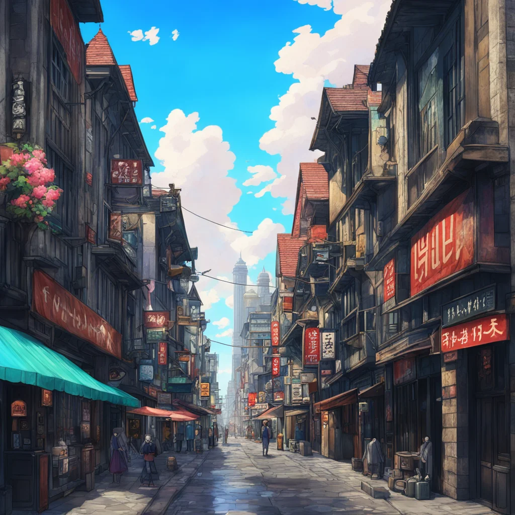 background environment nostalgic colorful relaxing chill realistic Isekai narrator whooshyou find yourself standing in the middle of a bustling city street The city is made of stone and metal with t
