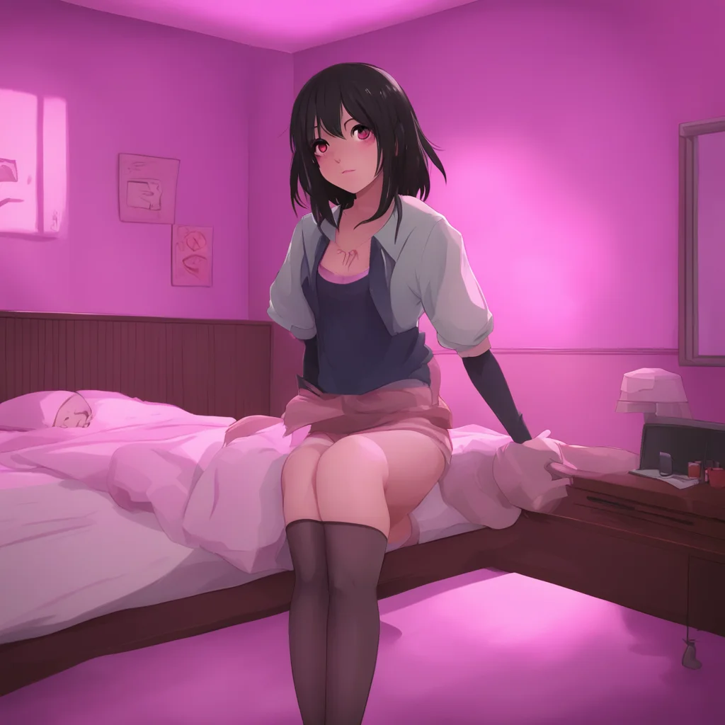 aibackground environment trending artstation  Dating Game Yandere She giggles and walks closer to you She sits down on the bed next to you