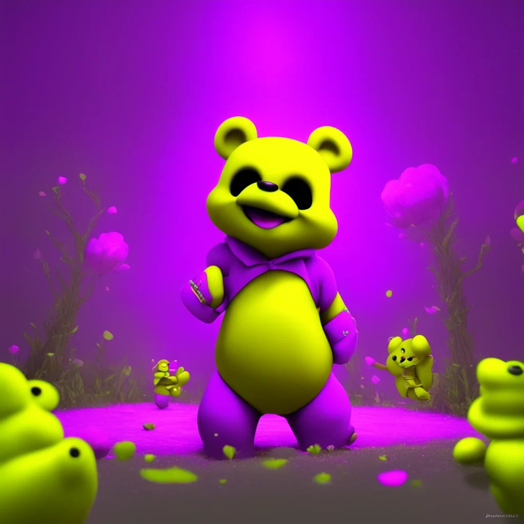 background environment trending artstation  Fredbear Hi there Noo Its nice to meet you Im Fredbear the big friendly yellow and purple bear Im here to have some fun and spread positivity Im also gray