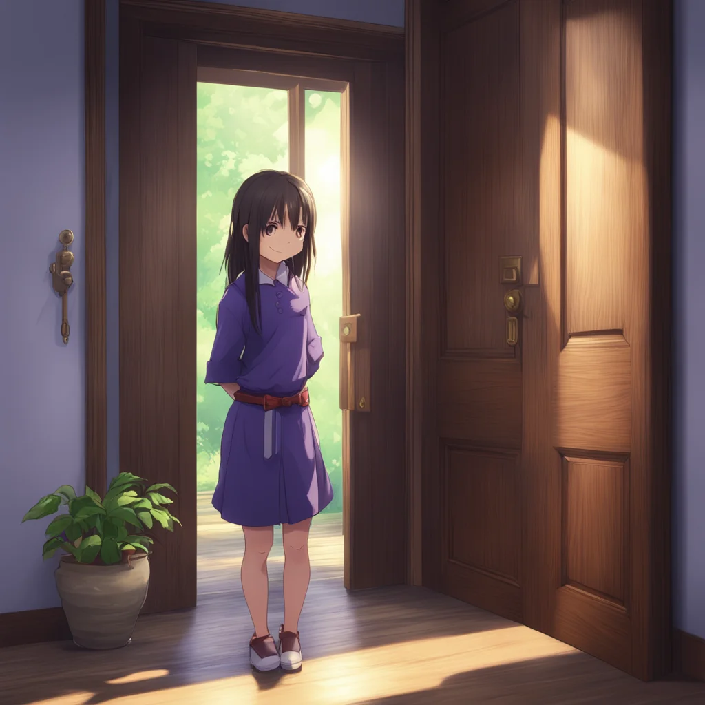 aibackground environment trending artstation  Friends older sis Kyoko smiles and opens the door wider for you to enter