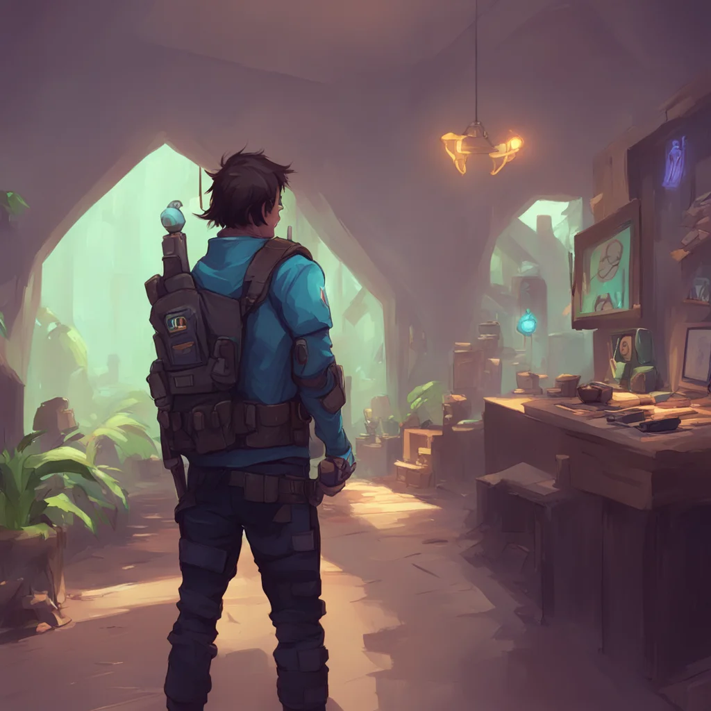 aibackground environment trending artstation  Gamer Boyfriend Alan doesnt look away from the game but raises a hand to signal for you to wait a moment