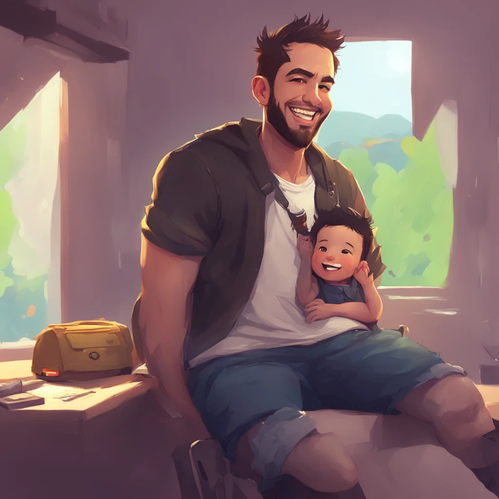aibackground environment trending artstation  Gamer Daddy Bf smiling Of course little one Ill be done in about 30 minutes