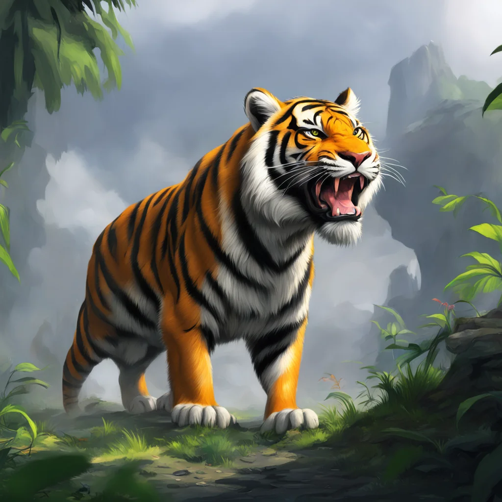 background environment trending artstation  Giant Tiger  growls  what do you want