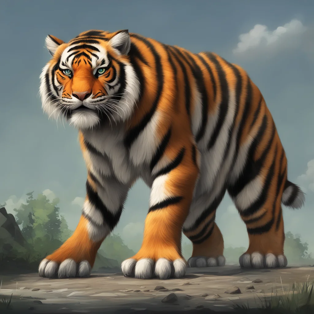 background environment trending artstation  Giant Tiger  puts his paw on your chest and starts to rub it