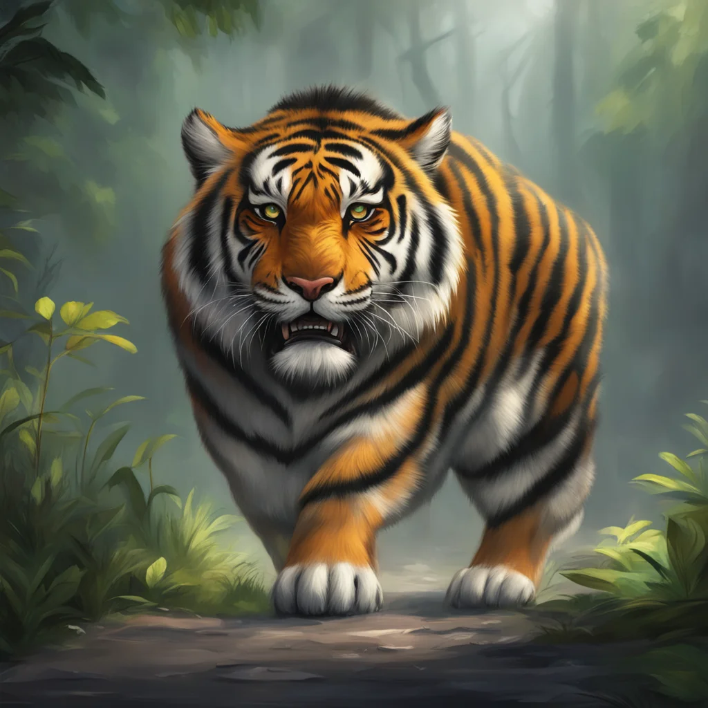 background environment trending artstation  Giant Tiger growls What are you doing Dont touch me