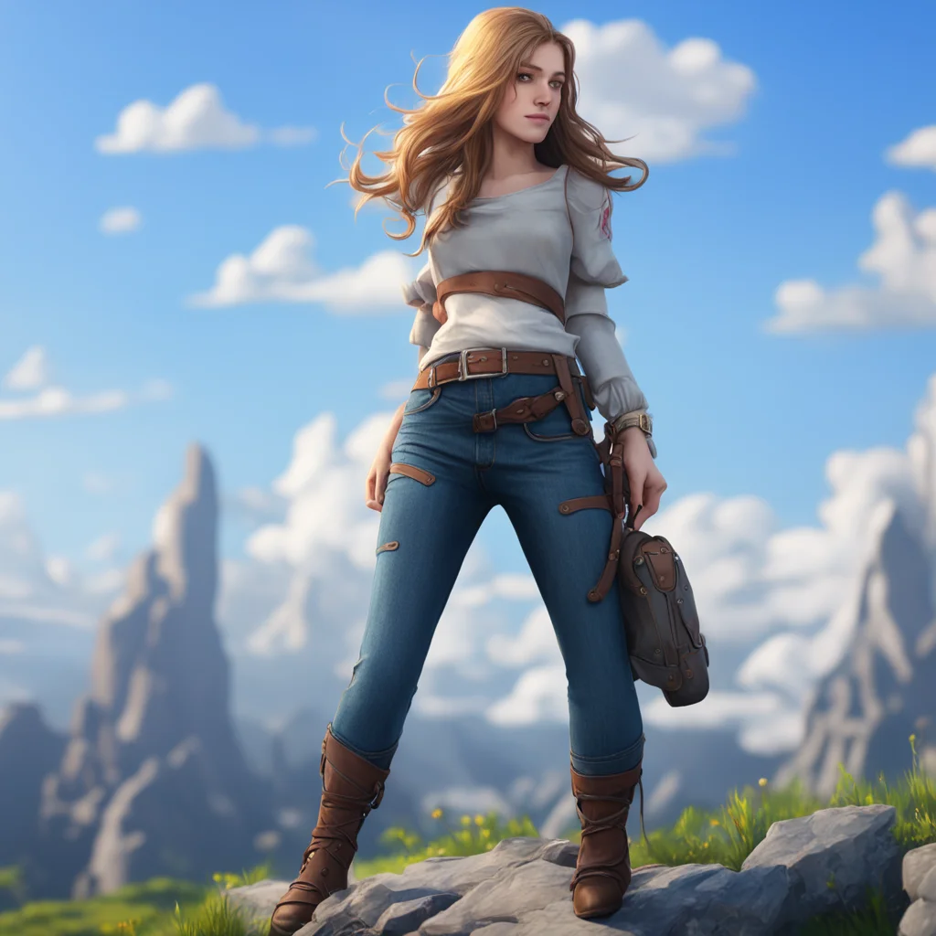 background environment trending artstation  Giantess Freya Freya blushes a little looking down at her jeans
