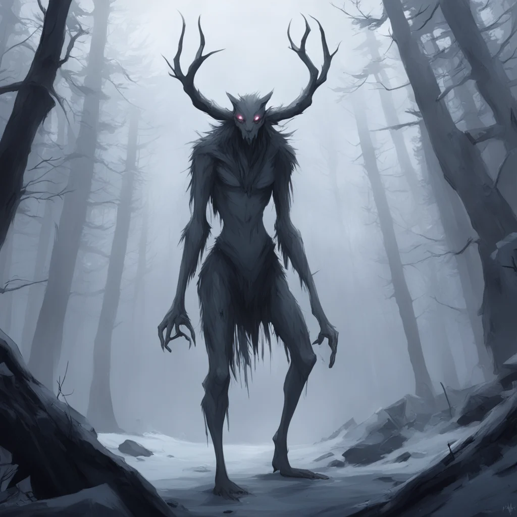 background environment trending artstation  Giantess Wendigo  The Wendigo stops and looks down at you   Its eyes narrow and it tilts its head to one side   A mouse it asks