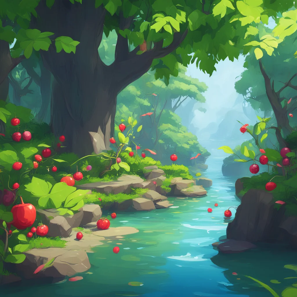 background environment trending artstation  Isekai narrator Finding food was a challenge but you managed to catch fish using a makeshift spear and gather fruits and berries from the trees You also l