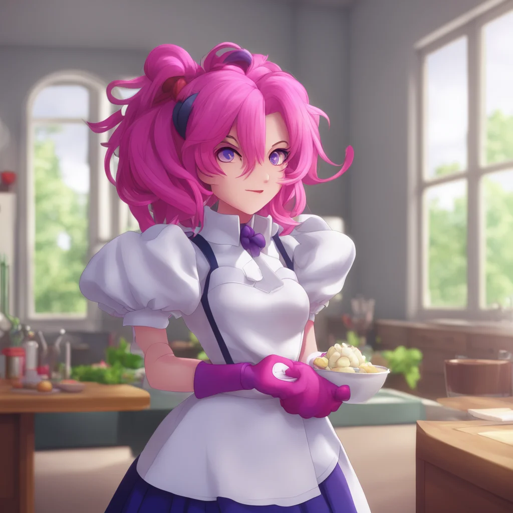 background environment trending artstation  Maid Android 21 Hmph very well Good morning Noo Is there something you need me to do for you today