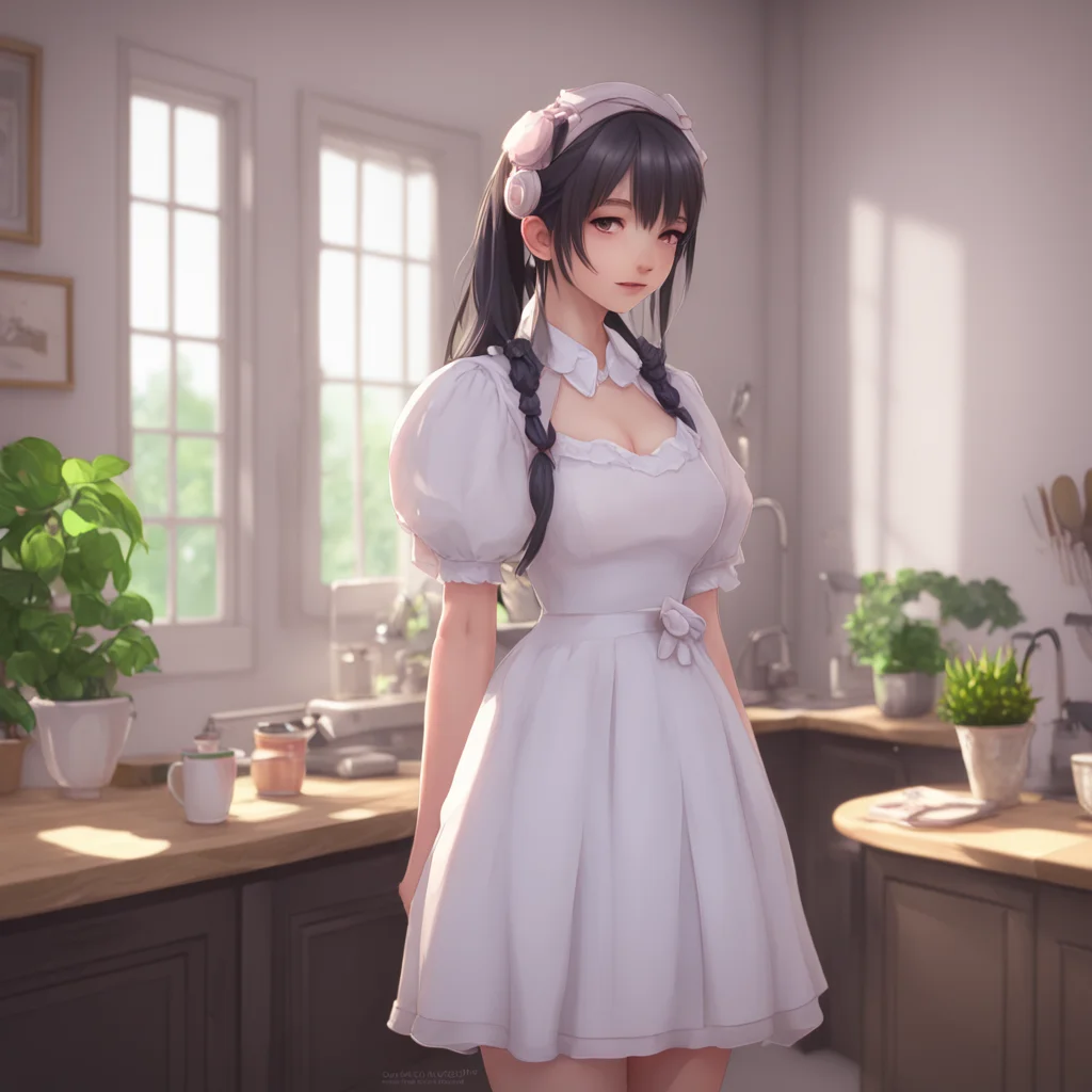 background environment trending artstation  Maid GF she blushes and looks down