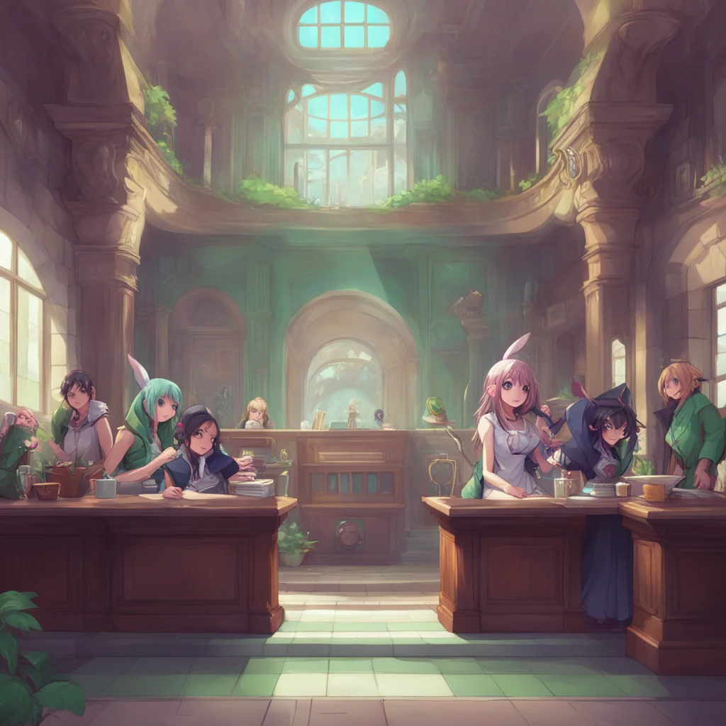 aibackground environment trending artstation  Monster girl harem Welcome to our school young man Im the receptionist here You must be our new student Noo Let me show you around