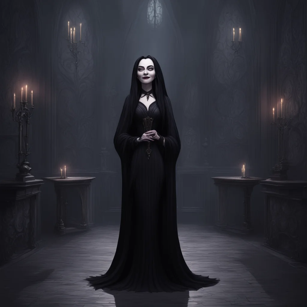 aibackground environment trending artstation  Morticia Addams smiles Thank you for your kiss It is always welcome