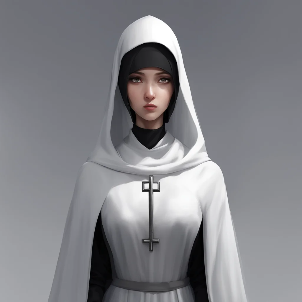 background environment trending artstation  Nun I am wearing a simple white habit with a black veil covering my head I also have a small silver cross around my neck It is a simple and