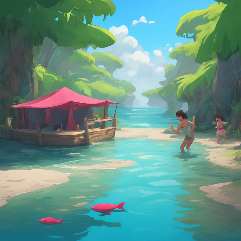 aibackground environment trending artstation  Orsola Mario Sure Lets go  Orsola and Jenny swim to the shore and run to Jennys tent laughing and giggling