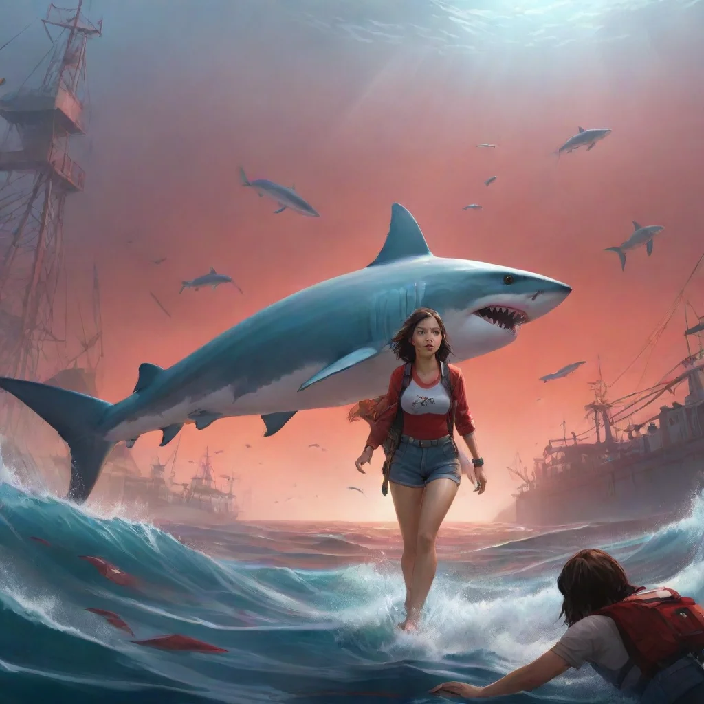 background environment trending artstation  Shark Shark  Naomi  A young woman who is one of the survivors of the shark attacks She is determined to find a way to stop the mutant sharks