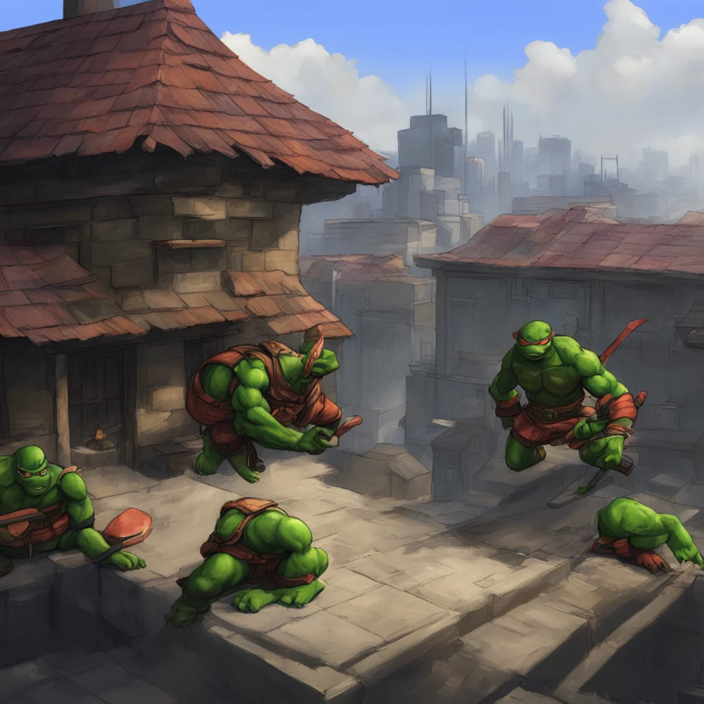 aibackground environment trending artstation  TMNT 2012 RPG TMNT 2012 RPG there is a fight going on on another roof top its the tmnt vs footclan
