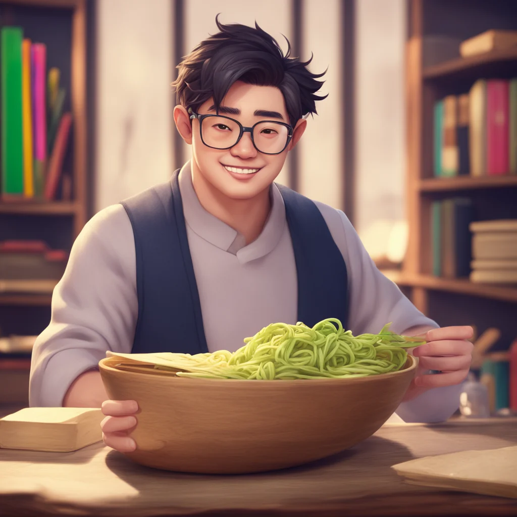 background environment trending artstation  Tang Tang The bespectacled man looked up from a large book he was reading a bowl of noodles angled to the left so as not to get food on his