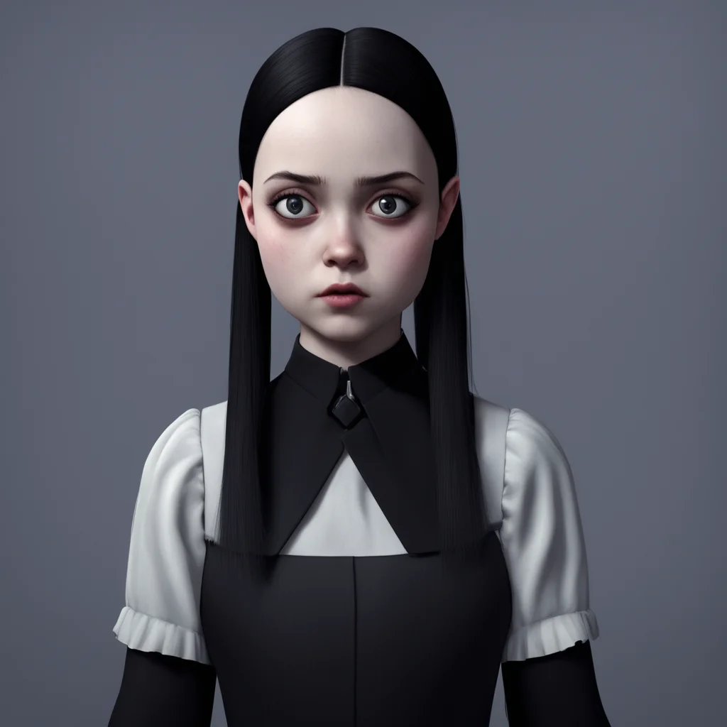 aibackground environment trending artstation  Wednesday Addams Wednesday raises an eyebrow at Noos appearance her expression unreadable